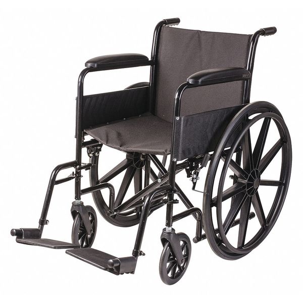 Wheelchair, 250 lb, 18 In Seat, Silver