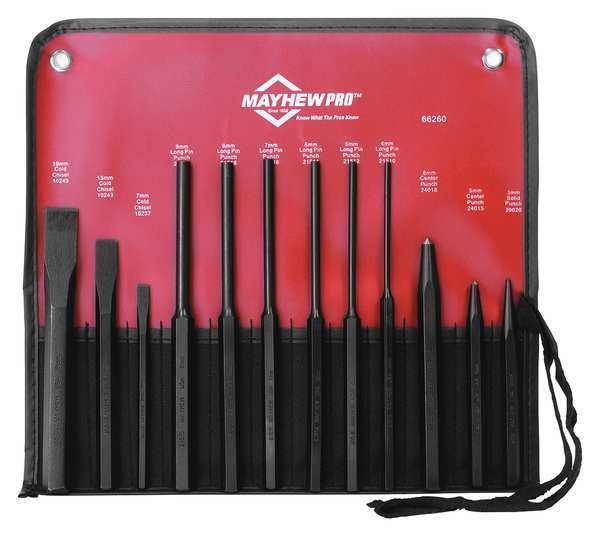 Punch and Chisel Set, 12-Piece, Steel