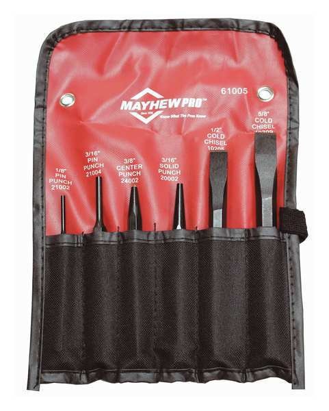Punch and Chisel Set, 6-Piece, Steel