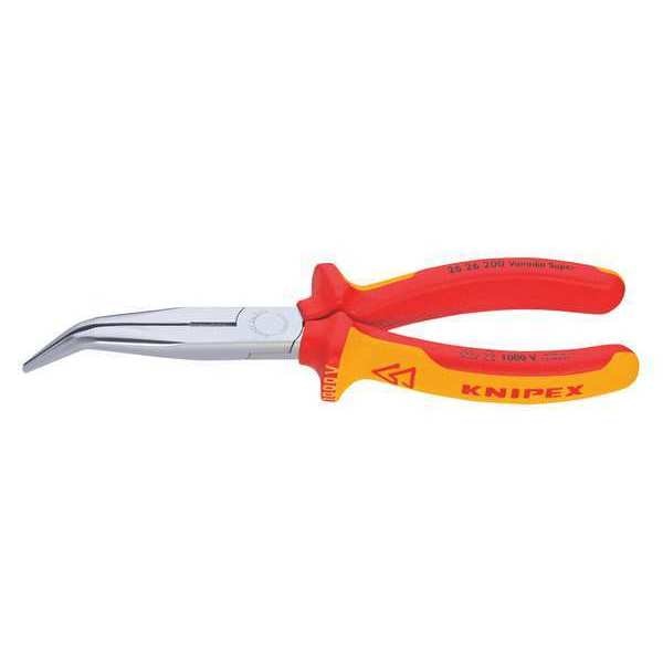 8 in Bent Long Nose Plier, Side Cutter Multi-Component Grip Handle