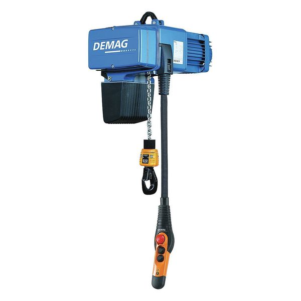 Electric Chain Hoist, 500 lb, 16 ft, Hook Mounted - No Trolley, Blue