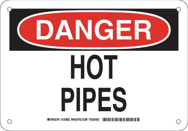 Danger Sign, 7 in H, 10 in W, Aluminum, Rectangle, English, 125862
