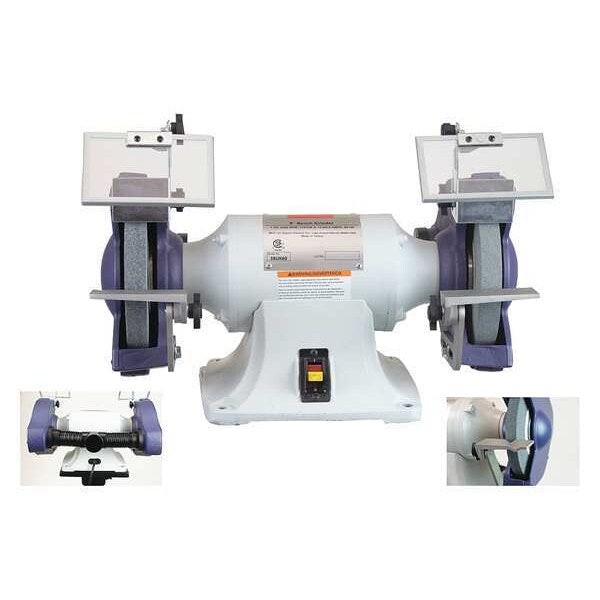 Bench Grinder, 8 in Max. Wheel Dia, 36/60 Grinding Wheel Grit