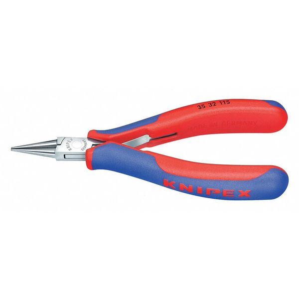 4 1/2 in Round Nose Plier Multi-Component Grip Handle