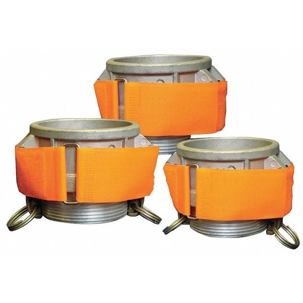 Back-to-Back Strap, No Adhesive, 18 in, 2 in Wd, Orange, 10 PK