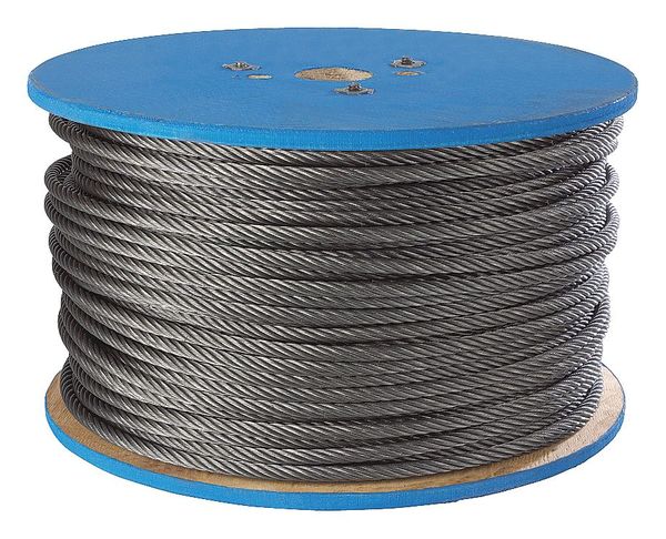 Flexible Wire Rope, Galv. ST, 3/16in, 250ft