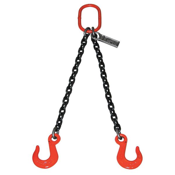 Chain Sling, Dbl Leg, 15200 lb, 3/8 In, 8 ft