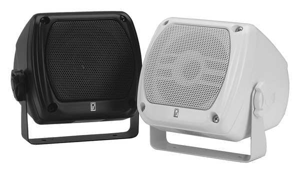 Outdoor Box Speakers, Black, 4in.D, 40W, PR