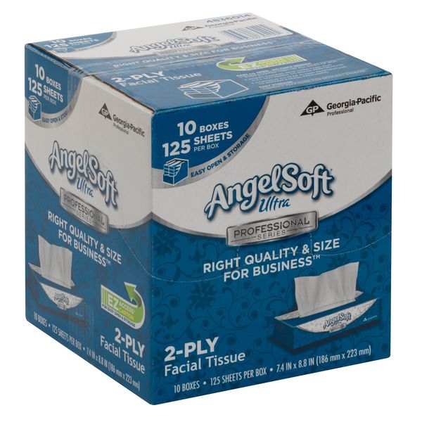 Angel Soft Ultra Professional Series 2 Ply Facial Tissue, 125 Sheets, PK 10