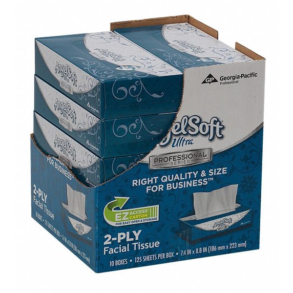Angel Soft Ultra Professional Series 2 Ply Facial Tissue, 125 Sheets, PK 10