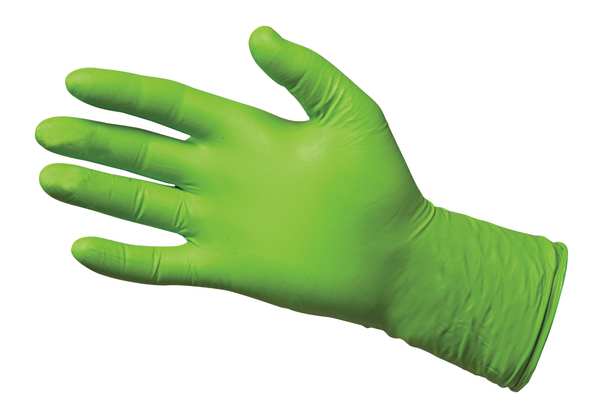 Disposable Gloves, Nitrile, Powder Free, Fluorescent Green, XL, 100 PK