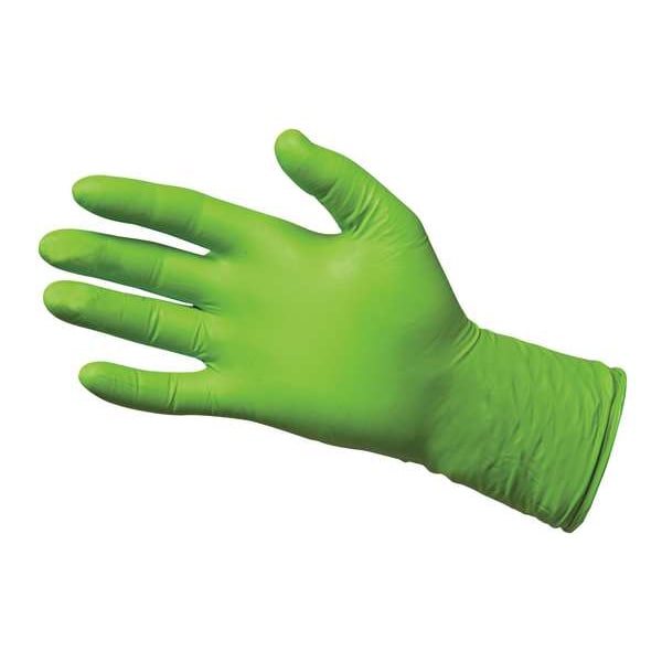 Disposable Gloves, Nitrile, Powder Free, Fluorescent Green, L, 100 PK