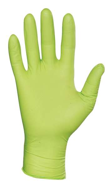 Disposable Gloves, Nitrile, Powder Free, Fluorescent Green, M, 50 PK