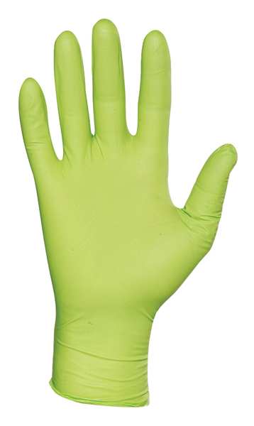 Disposable Gloves, Nitrile, Powder Free, Fluorescent Green, S, 100 PK