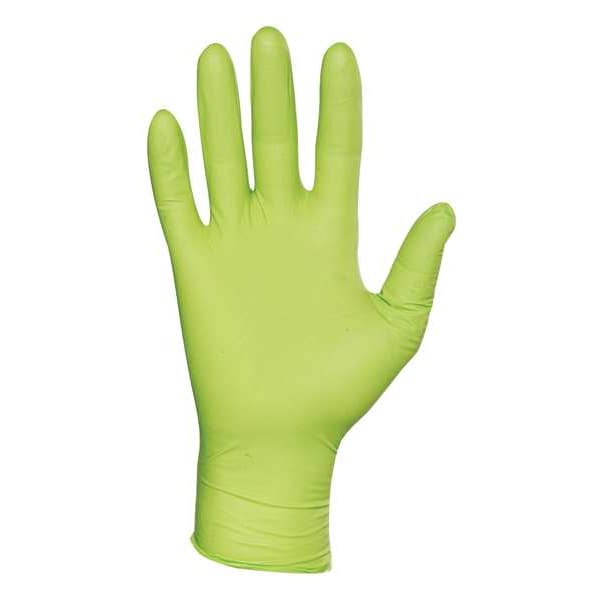 Disposable Gloves, Nitrile, Powder Free, Fluorescent Green, L, 100 PK