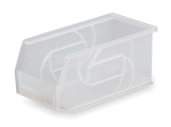 Hang & Stack Storage Bin, Clear, Plastic, 10 7/8 in L x 5 1/2 in W x 5 in H, 30 lb Load Capacity