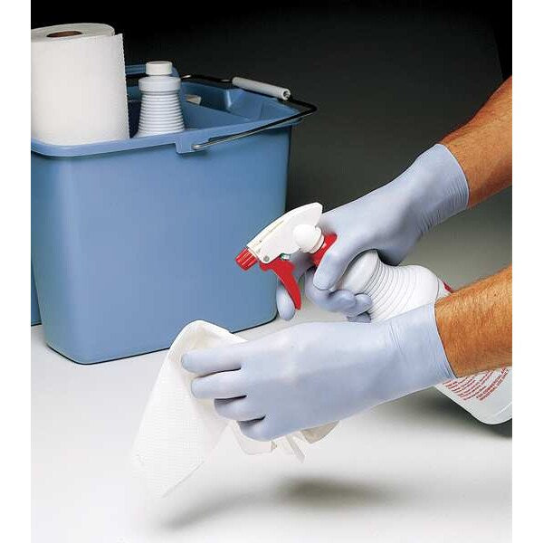 Disposable Gloves, Nitrile, Powdered, Light Blue, L, 100 PK