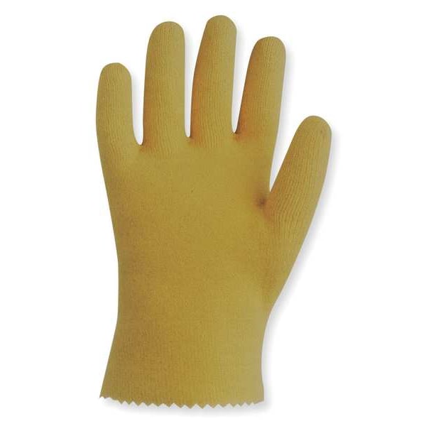 PVC Coated Gloves, Full Coverage, Yellow, L, PR