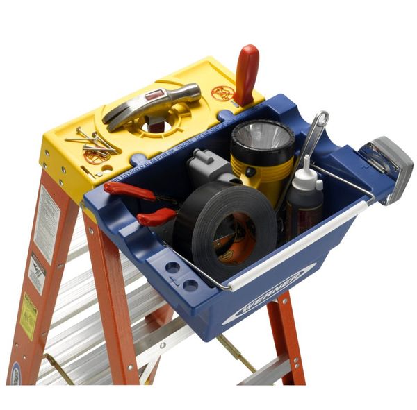 Fiberglass Stepladder, 10 ft Ht, 9 Steps, 300 lb, 65 7/8 in Base Spread, 30 3/8 in Bottom W