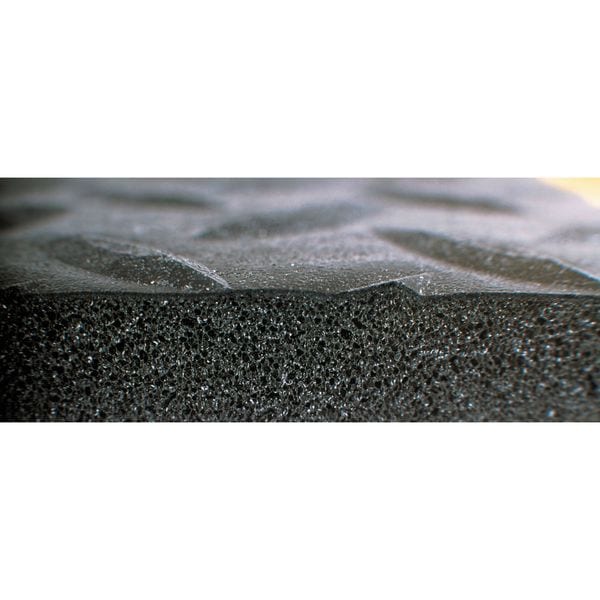 Antifatigue Mat, Diamond Plate, 5 ft x 3 ft, 1/2 in Thick, Black, PVC Foam