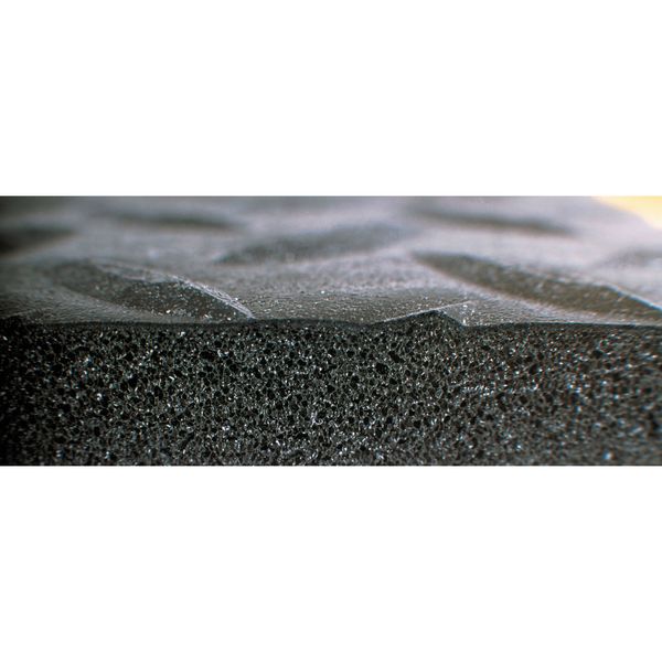 Antifatigue Runner, Black/Yellow, 12 ft. L x 3 ft. W, PVC Foam, Diamond Plate Surface Pattern