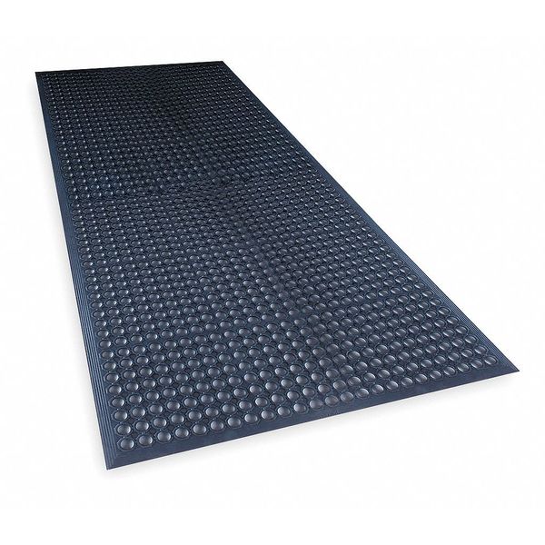 Antifatigue Mat, Mini Diamond Studded Top, 3 ft x 10 ft, 1/2 in Thick, Beveled Edge, Natural Rubber