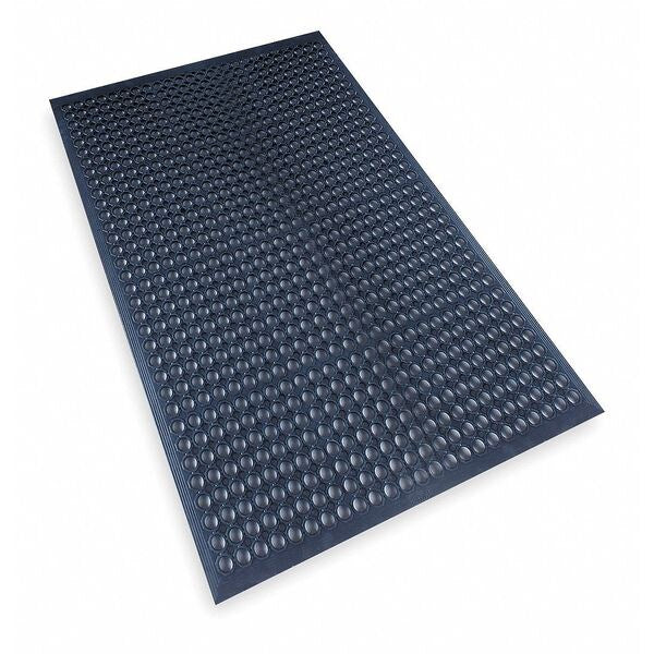 Antifatigue Mat, Mini Diamond Studded Top, 3 ft x 5 ft, 1/2 in Thick, Beveled Edge, Natural Rubber