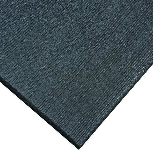 Antifatigue Mat, Black, 3 ft. L x 2 ft. W, PVC Closed Cell Foam, Corrugated Surface Pattern