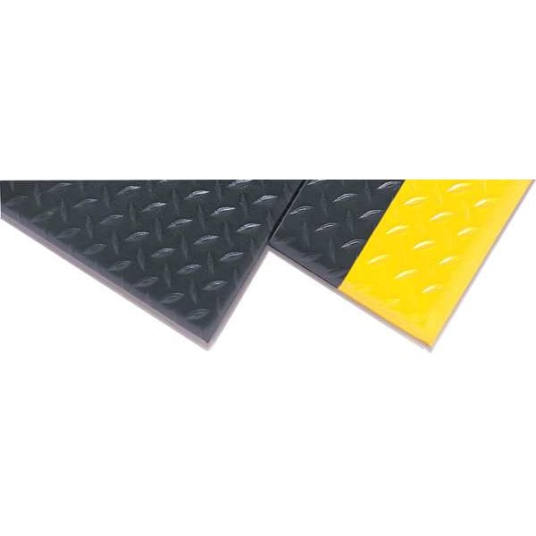 Antifatigue Mat, Black/Yellow, 6 ft. L x 2 ft. W, PVC, Bubble Surface Pattern, 1/2