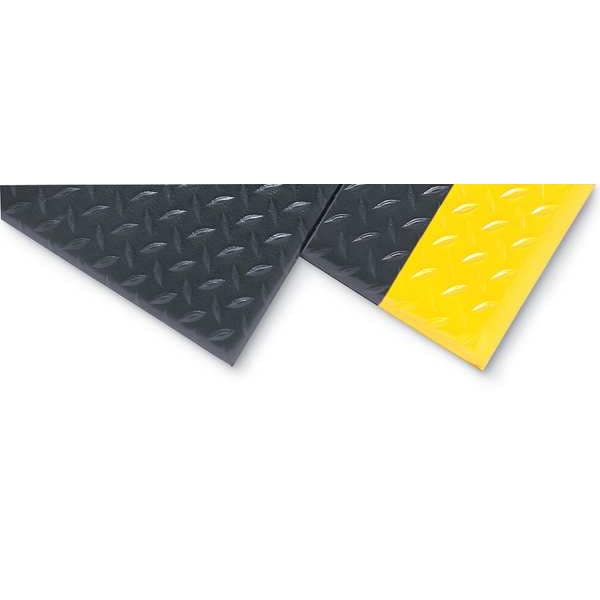 Antifatigue Mat, Black, 5 ft. L x 3 ft. W, Vinyl, Corrugated Surface Pattern, 1/2