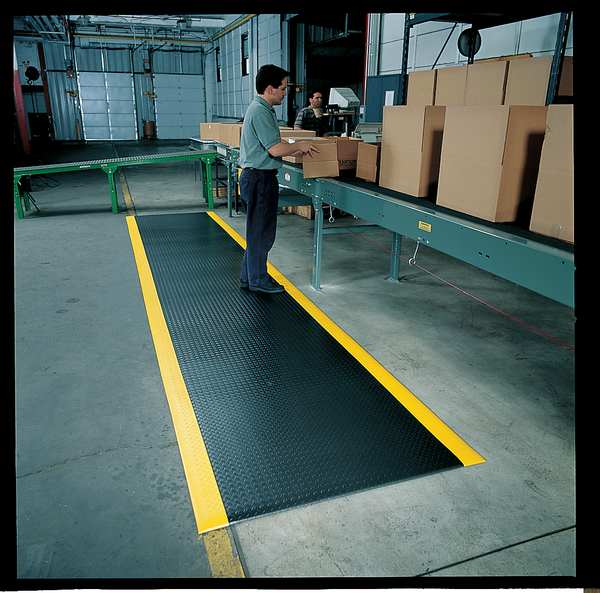 Antifatigue Runner, Black, 60 ft. L x 2 ft. W, PVC Foam, Diamond Plate Surface Pattern, 1/2