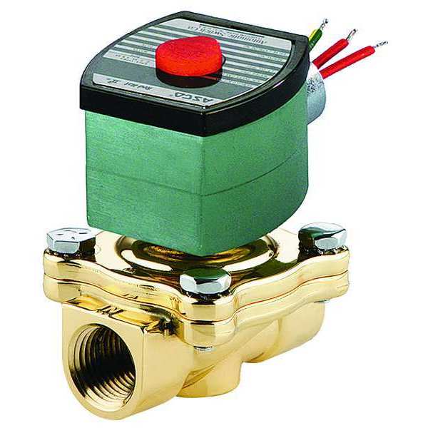 120V AC Brass Solenoid Valve, Normally Open, 2 in Pipe Size