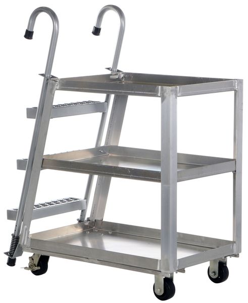 Aluminum Stock Picking Ladder Cart 1000 lb. Capacity, 40