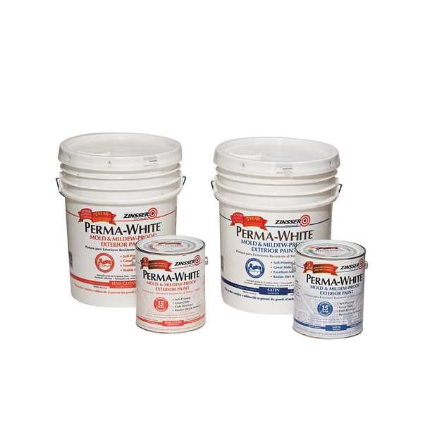 Interior/Exterior Paint, Semi-gloss, Water Base, White, 1 gal