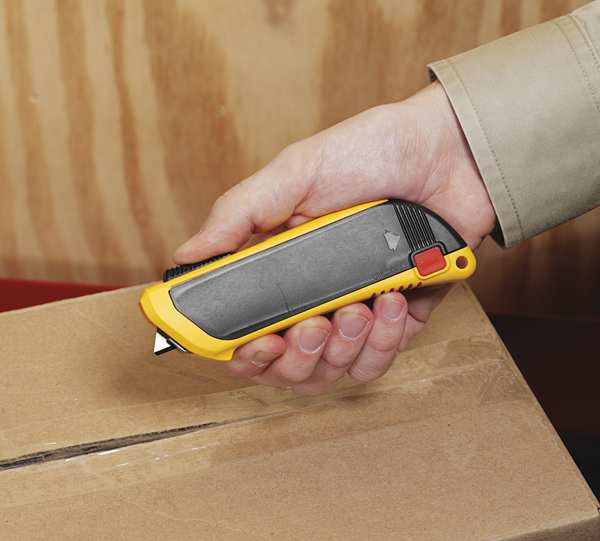 Safety Knife, Self-Retracting, Rounded Safety Blade, 5 1/2 in L.