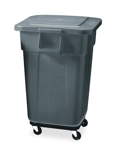 28 gal Square Trash Can, Gray, 25 in Dia, None, LLDPE