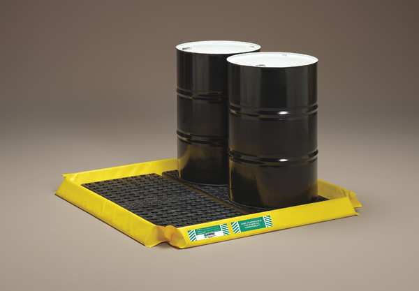 Drum Spill Containment Pallet, 24 gal Spill Capacity, 4 Drum