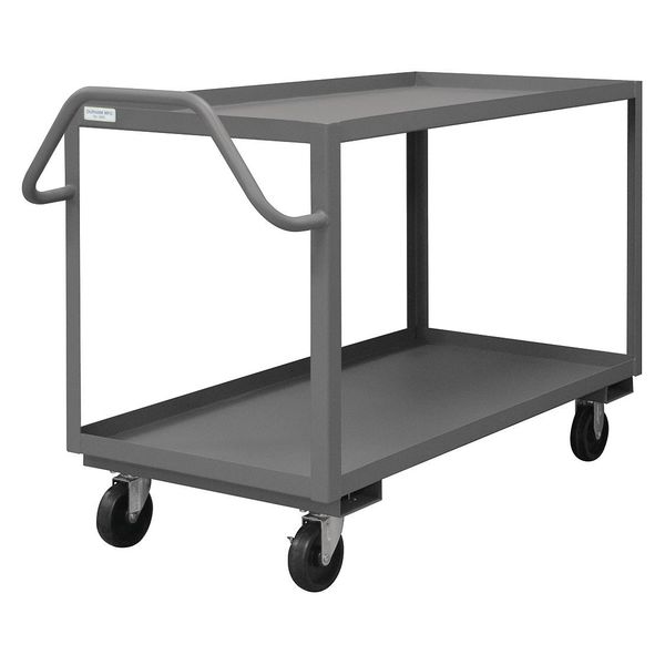 Steel Utility Cart with Lipped Metal Shelves, Ergonomic, 2 Shelves, 1,400 lb