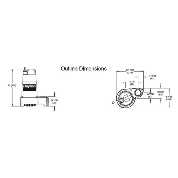 Pump, Effluent, 1/2 HP, Height: 13