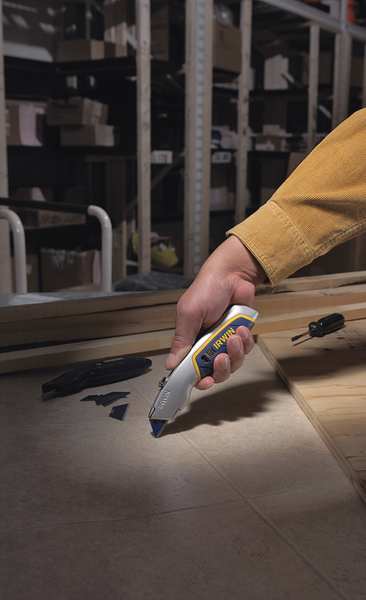 Safety Knife, Self-Retracting, Rounded Safety Blade, Aluminum, 6 in L.