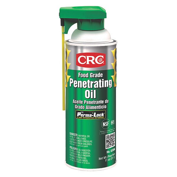 Food Grade Penetrating Oil, H1 Food Grade, 32 to 300 Degrees F, 11 oz Aerosol Can, Colorless