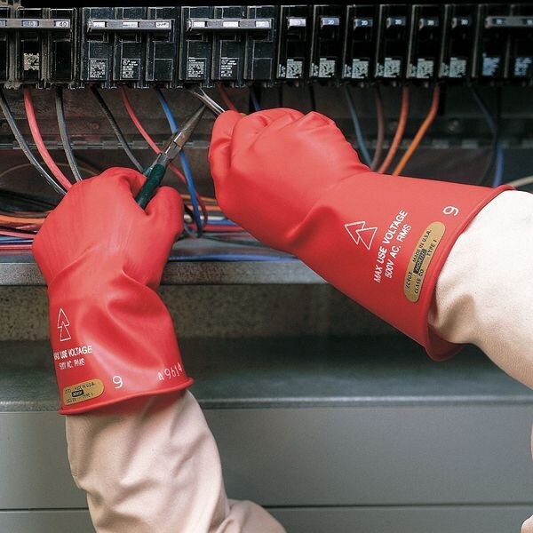 Electrical Rubber Glove Kit, Leather Protectors, Glove Bag, Red, 11 in, Class 0, Size 10, 1 Pair