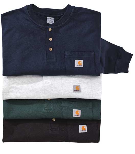 Long Sleeve Henley, Navy, L