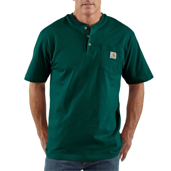 Short Sleeve Henley, Hunter Green, XL