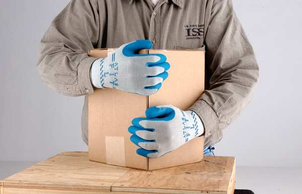 Natural Rubber Latex Coated Gloves, Palm Coverage, Blue/Gray, M, PR