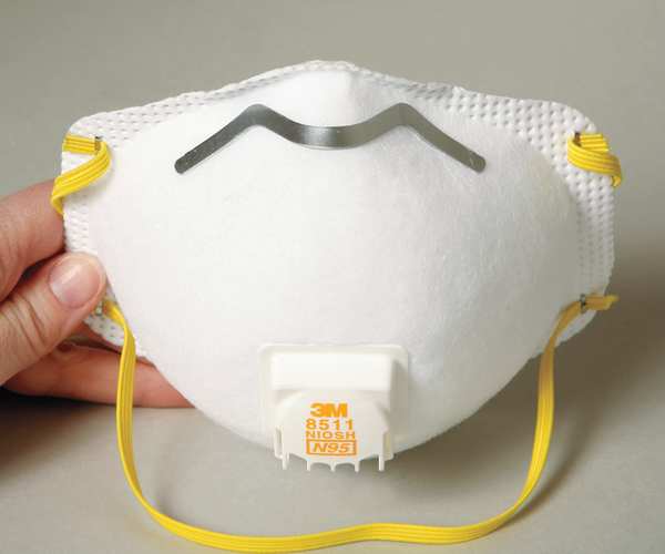 N95 Disposable Respirator, 8511, Cool Flow Exhalation Valve, Dual Headstrap, Nose Clip, Pack of 10