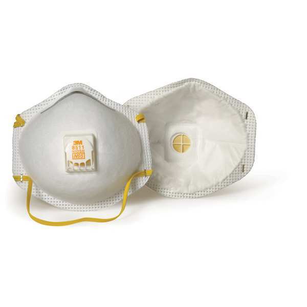 N95 Disposable Respirator, 8511, Cool Flow Exhalation Valve, Dual Headstrap, Nose Clip, Pack of 10