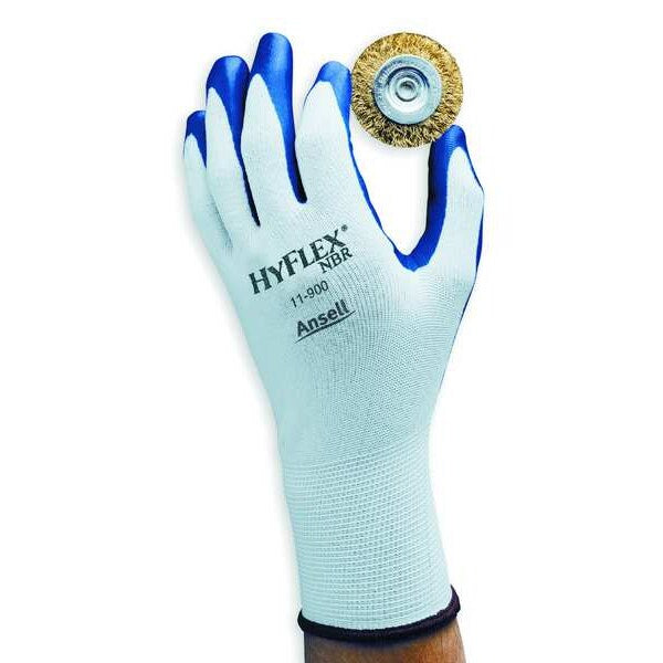 Nitrile Coated Gloves, Palm Coverage, Blue/White, XL, PR