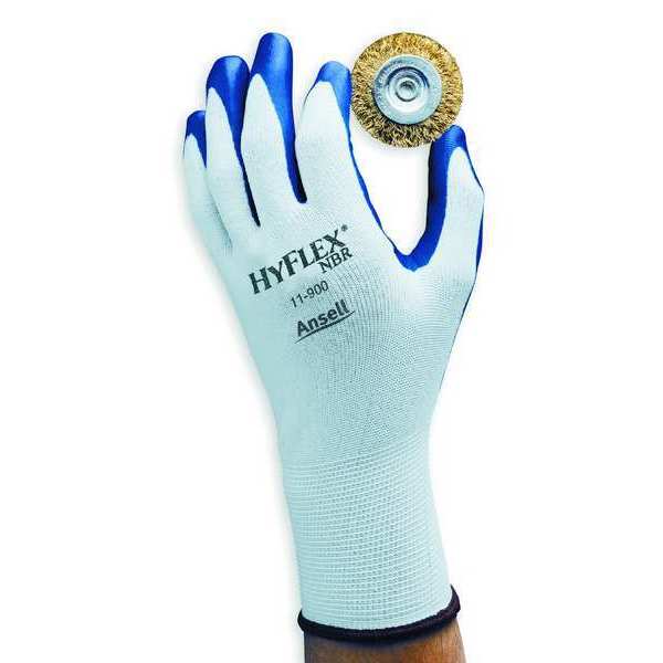 Nitrile Coated Gloves, Palm Coverage, Blue/White, M, PR