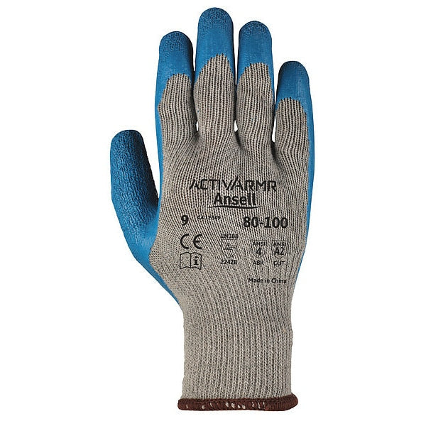 Cut Resistant Coated Gloves, A2 Cut Level, Natural Rubber Latex, M, 1 PR